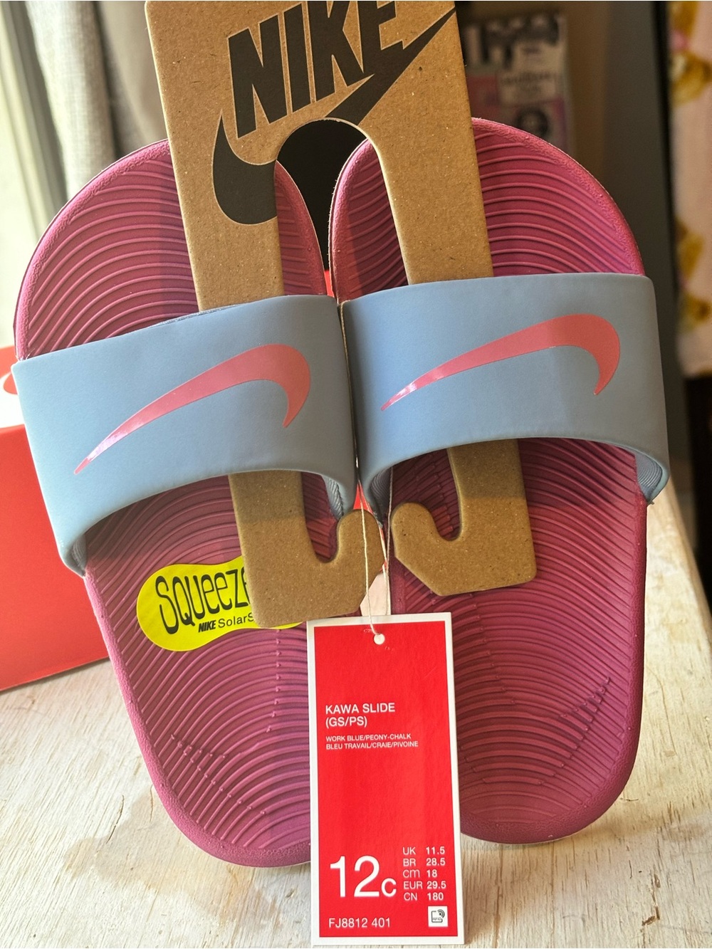 Nike Kids Kawa Slide in Pink Footbed with Light Blue Strap - I have 2 pair